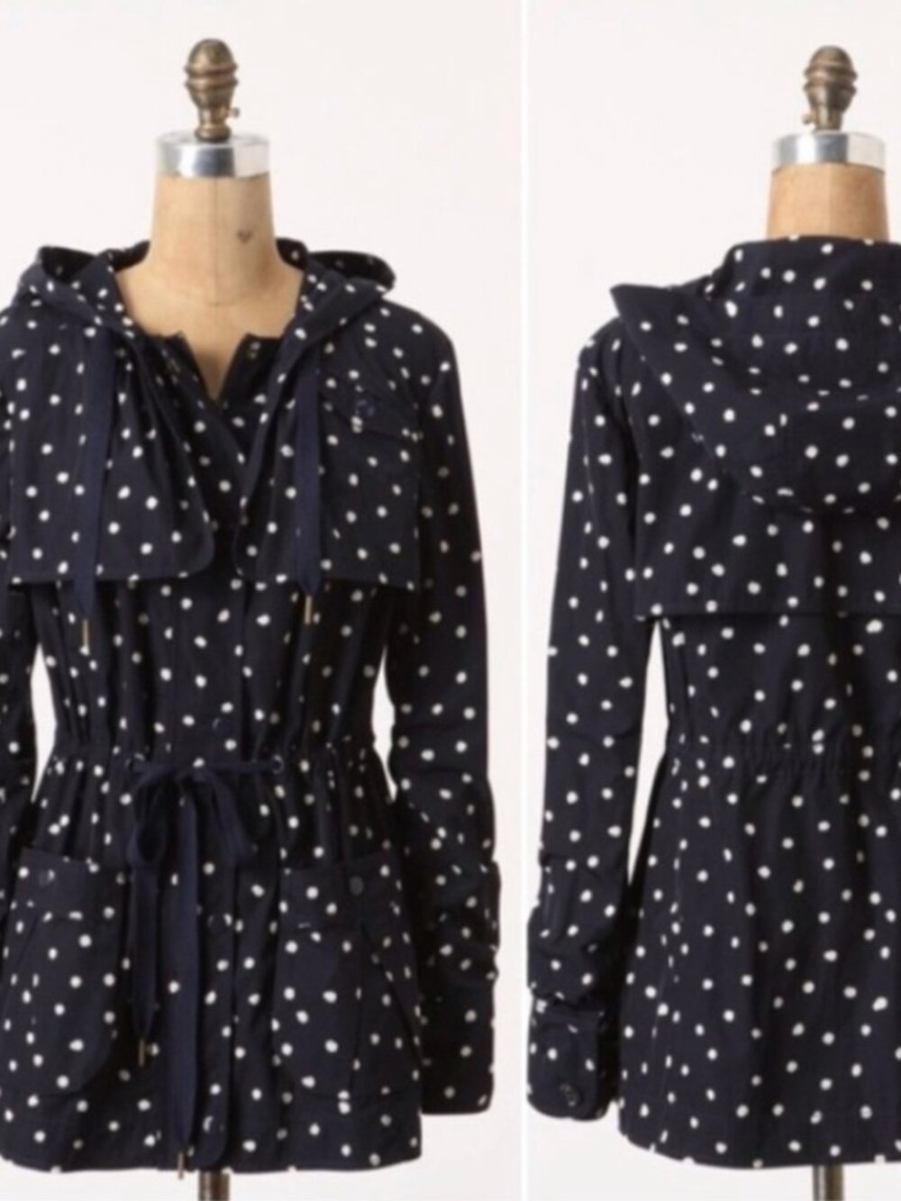 Vintage Anthropologie Daughters of Liberation Polka Dot Rain Jacket